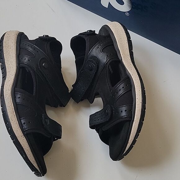 6 WIDE SAS BLACK VELCRO LEATHER ADJUSTABLE COMFORT ACTIVE SANDALS 6W LIKE NEW - Picture 8 of 11